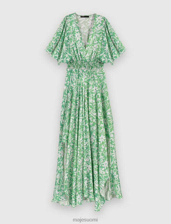 vaatetus Maje pitkä epäsymmetrinen mekko tulosta vihreä unenomaisesti naiset NBPH2178